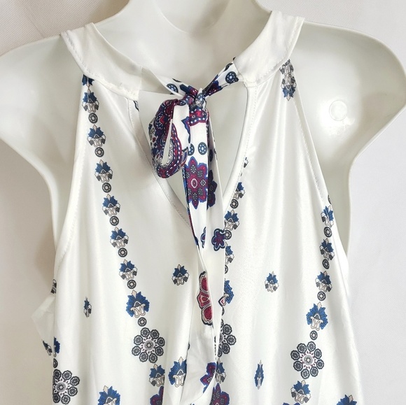 SALE! Boho white Sleeveless halter dress bold print Med - Picture 6 of 9
